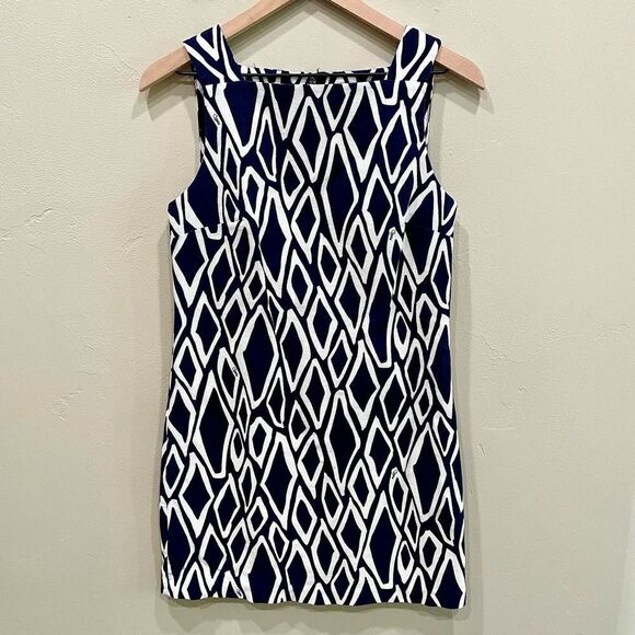 Diane Von Furstenberg DVF Navy Blue Printed Mini Dress - Size: 4 - Picture 1 of 11